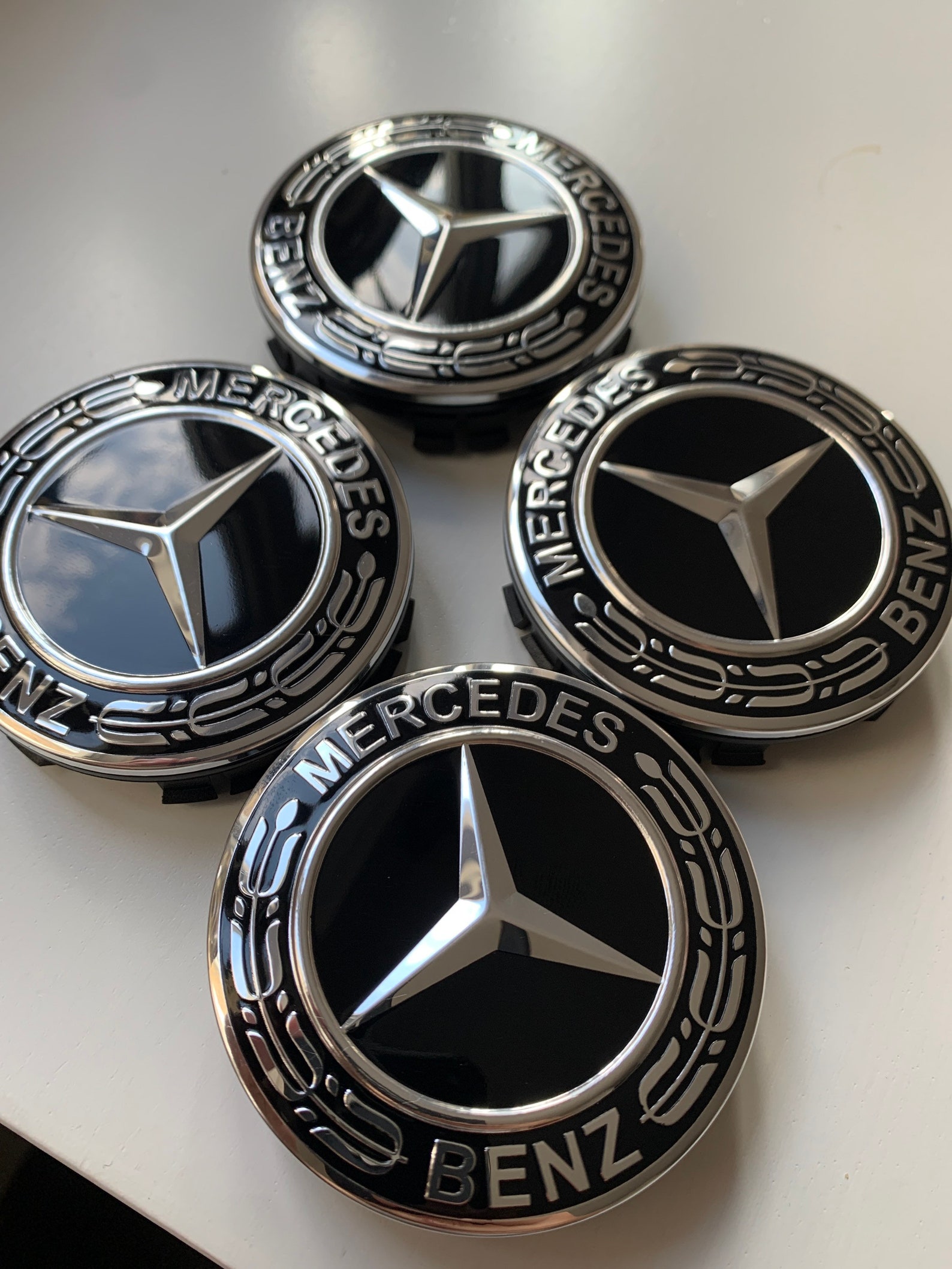 4 X Wheel Centre Caps 75mm Fits Mercedes A C E S Class Black Etsy