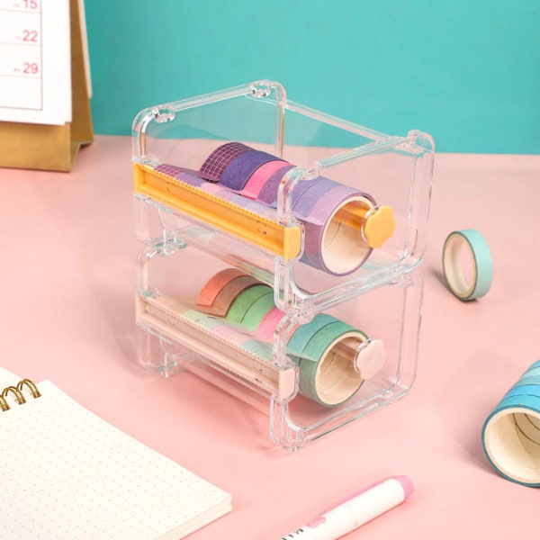 Washi Tape Cutter | Tape Tool | Transparent Tape Holder | Tape Dispenser | School Supplies | Office Stationery | Washi Tape Set