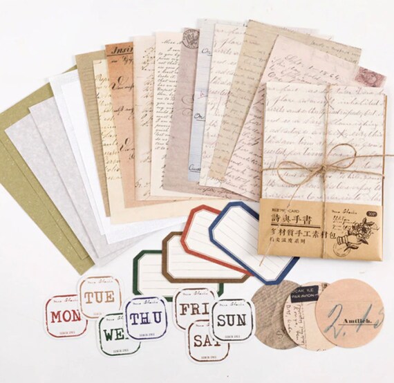 30 Sheets Vintage Material Paper Journaling Paper Vintage Paper Notebook  Paper Stationery Paper Stained Paper Junk Journal 