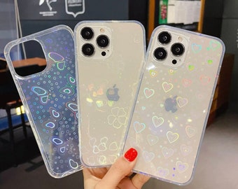 Laser Design Clear iPhone Hülle | Stylische Handytasche | Schöne Handytasche | Herz Handytasche | Schmetterling Handytasche | Blumen Handytasche