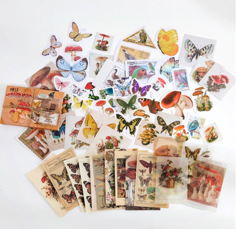 60 Piece Set Kawaii Vintage Stickers Retro Stickers Journal Etsy