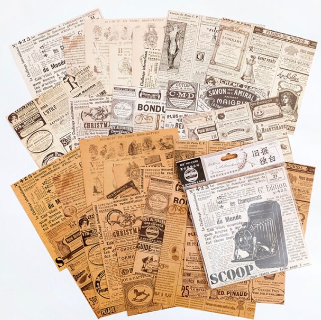 30 Sheets Vintage Material Paper Journaling Paper Vintage Paper Notebook  Paper Stationery Paper Stained Paper Junk Journal 