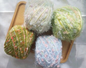 Four Seasons Art Yarn, 100 Grams Handspun Yarn for Crochet and Crafts, Soft Novelty Yarn, Knitting Yarn, Scarf Art Yarn. Crochet Materials