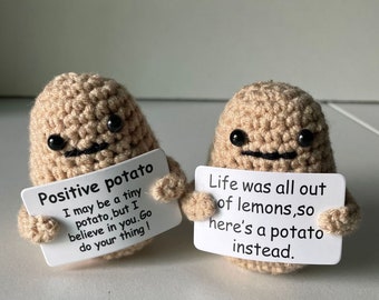 Crochet Positive Potato, Cute Potato Decor, Crochet Potato, Emotional Support Potato, Amigurimi Potato with Positive Quote, Best Friend Gift