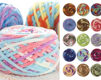 160g Chunky Chenille Yarn, Crochet Velvet Yarn, Soft Chenille Yarn for Crafting, Bulky Yarn, Baby Yarn, Soft Arm Knitting Yarn, Blanket Yarn