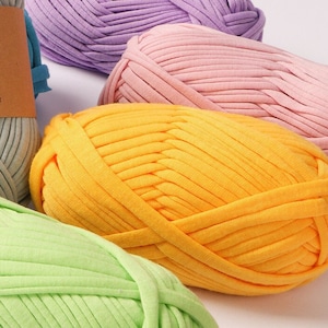 Soft T-Shirt Yarn, 100 Grams Chunky Crochet Yarn, Jersey Yarn for Crafting, Premium Polyester T-Shirt Yarn for Bag, Blanket, Basket, Slipper
