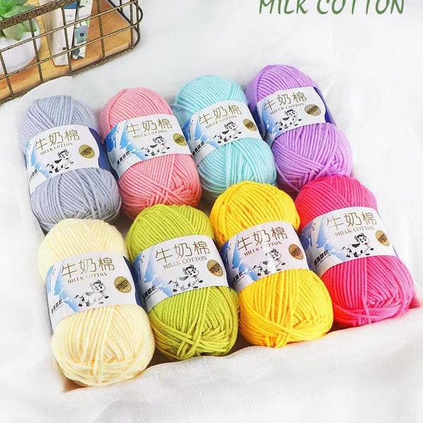 5 Ply Milk Cotton Yarn, Soft Cotton Yarn, 50 Grams Milk Cotton Yarn, Crochet Wool Yarn for Knitting and Amigurumi, Crafting Bag Crochet Yarn