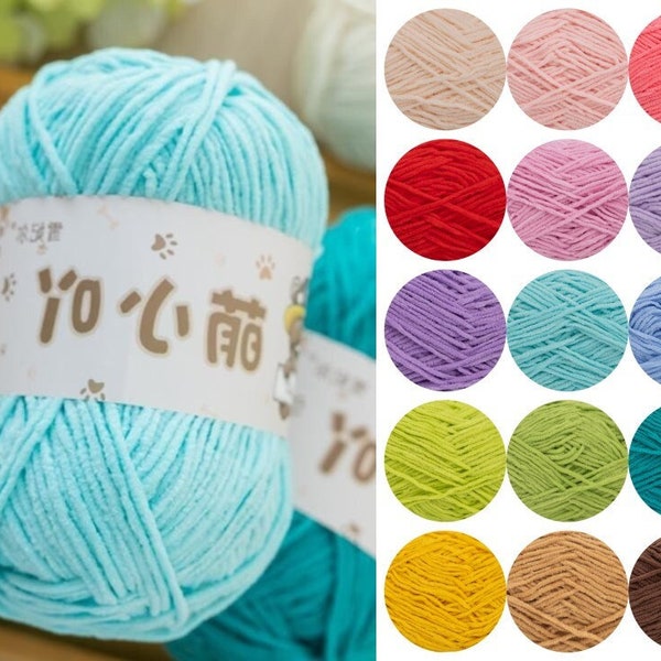 Chenille Yarn, 50g Soft Velvet Yarn, Amigurumi Chenille Yarn, Chunky Crochet Yarn for Crafting, Knitting Yarn, Thin Velvet Yarn, Plush Yarn