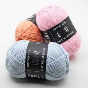 Soft Milk Cotton Yarn, 50 Grams Crochet Yarn, 4 Ply Cotton Yarn for ...