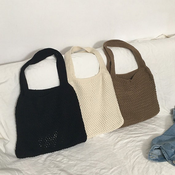 Khaki Crochet Bag Solid Color Crochet Tote Bag Handmade - Etsy
