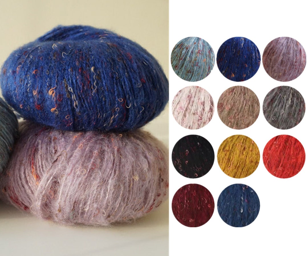 Multicolor Mohair Yarn, 50 Grams Soft Kid Mohair Yarn, Premium Silk