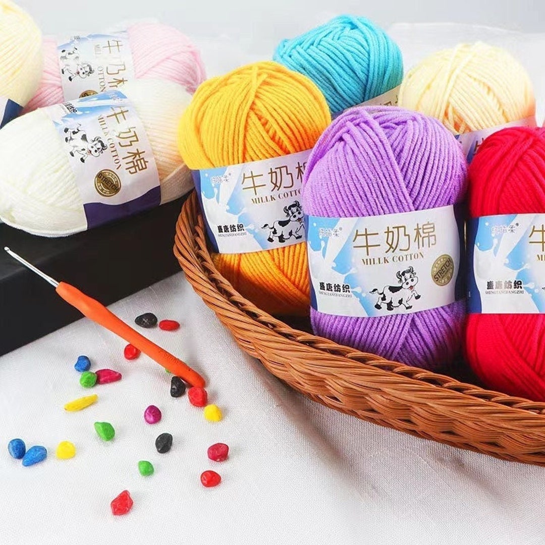 9 Rolls Crochet Yarn Soft Milk Cotton Yarn 9 Colors x 40g Knitting