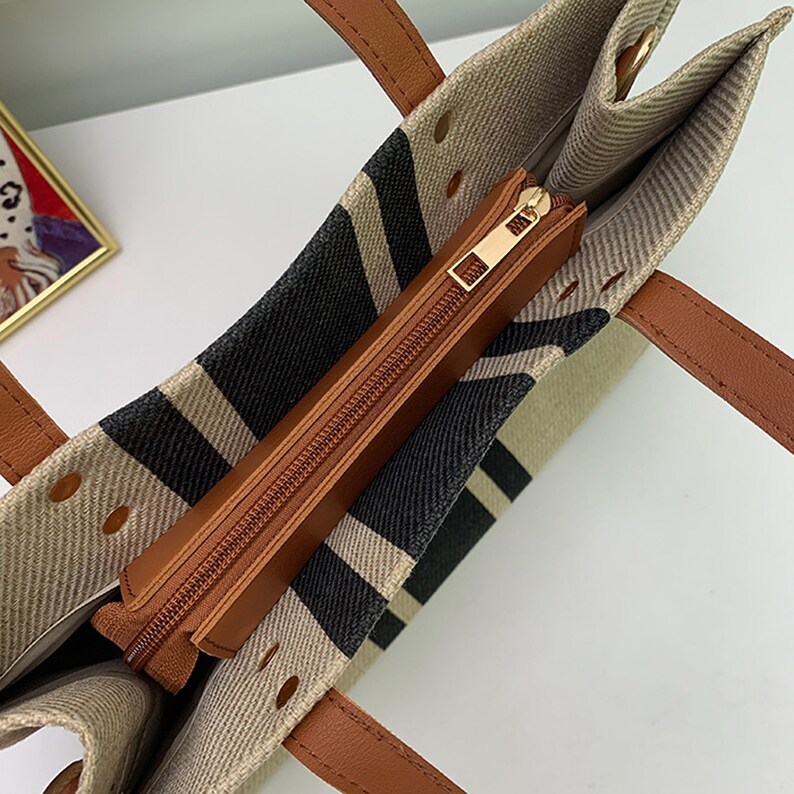 Striped Tote Bag Canvas Bag Briefcases Shopping Bag Mini Etsy