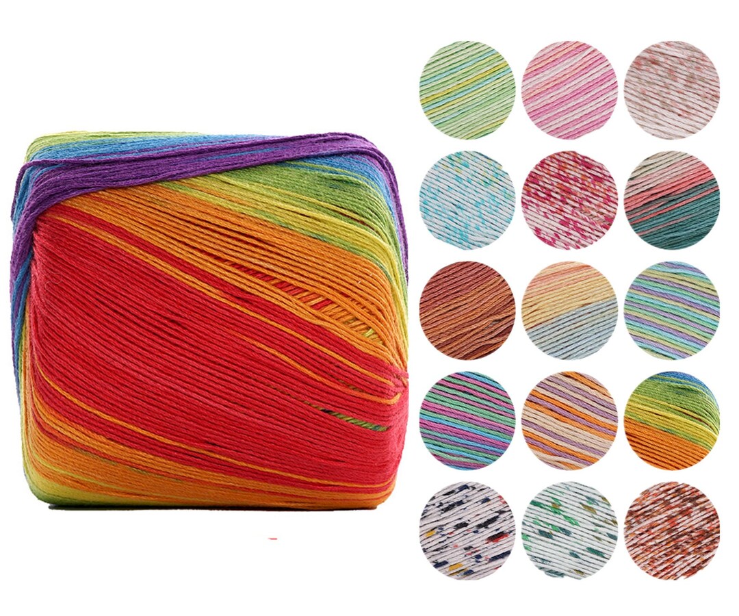 Multicolor Cotton Lace Yarn, 50g Soft Cotton Yarn, Lace Yarn in Size 3, Lace Yarn for Knitting