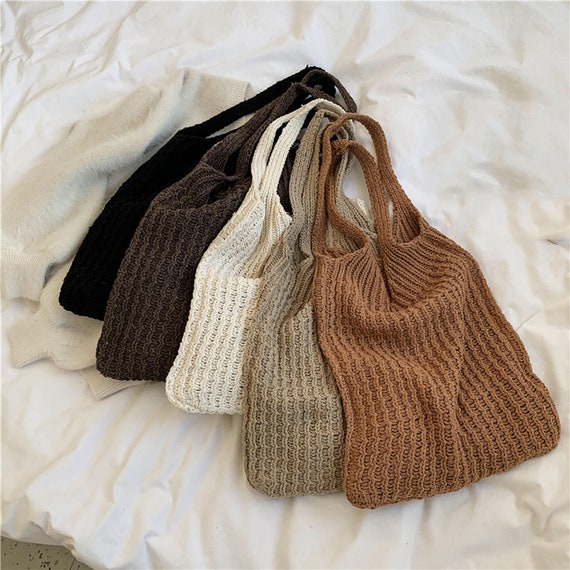 hand made knit hand bag.