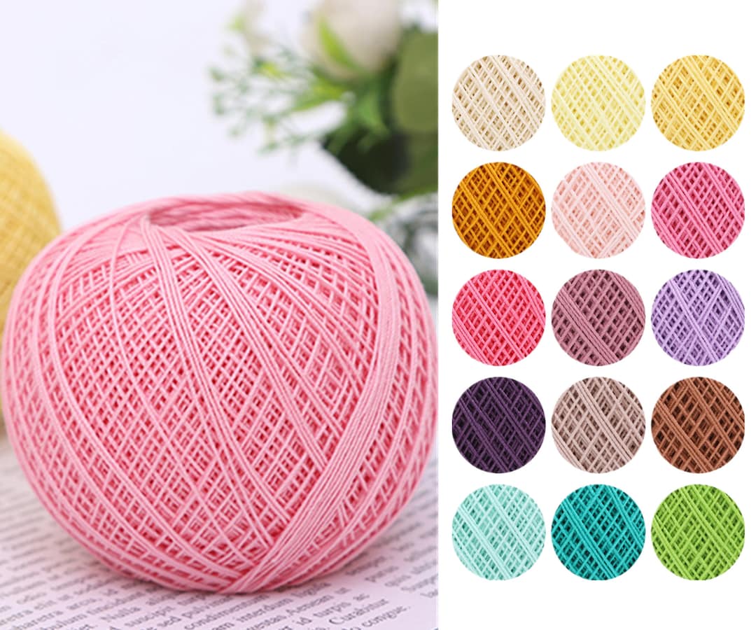 Soft Cotton Lace Yarn, 50g Crochet Lace Yarn, Summer Lace Yarn in Size 6, Cotton Lace Weight