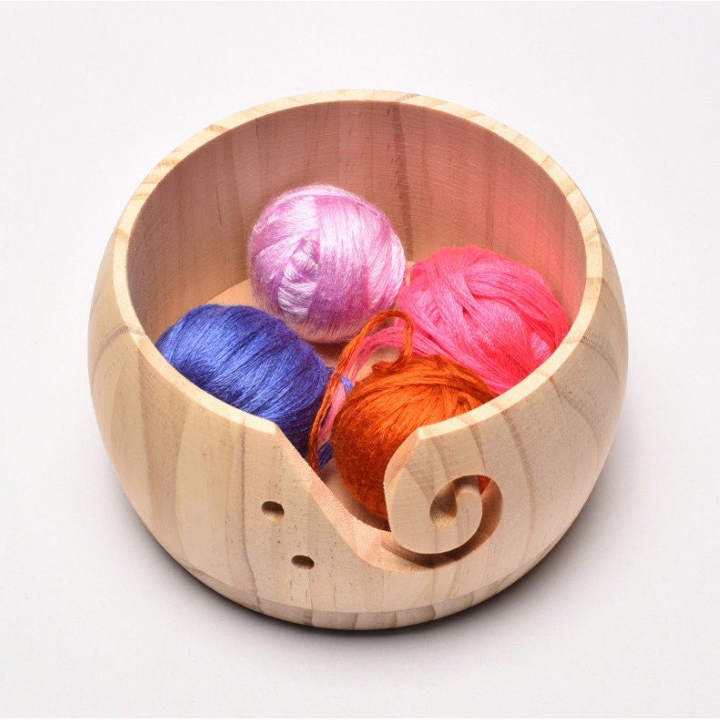 Wooden Yarn Bowl With Lid Handmade Yarn Bowl for Crochet & Etsy