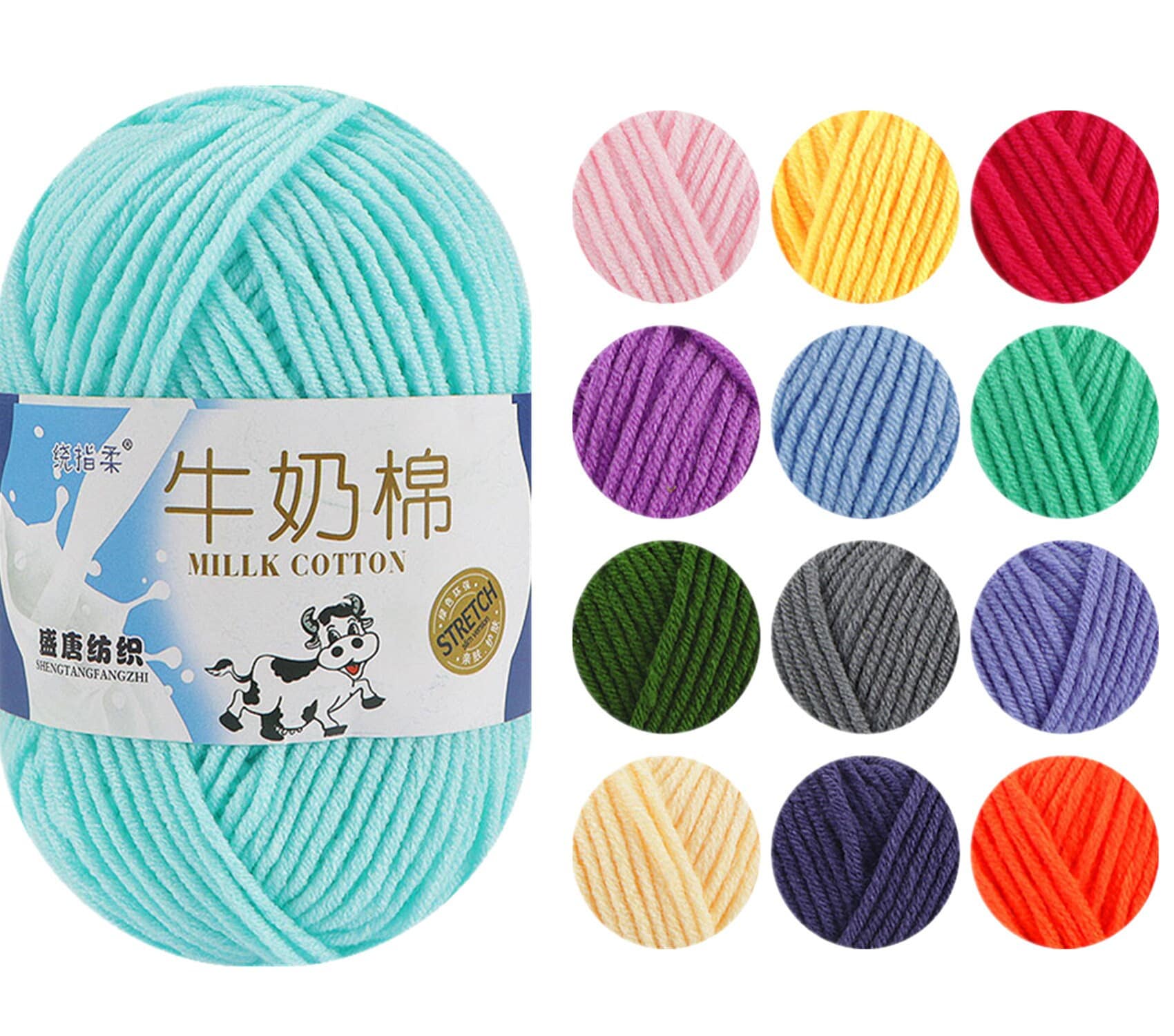 50g Milk Cotton Yarn Cotton Chunky Hand-woven Crochet Knitting Wool Yarn  Warm Yarn for Sweaters Hats Scarves DIY (Blueviolet) 