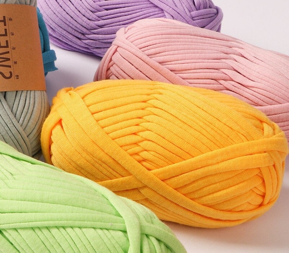 Soft T-shirt Yarn, 100 Grams Chunky Crochet Yarn, Jersey Yarn for Crafting,  Premium Polyester T-shirt Yarn for Bag, Blanket, Basket, Slipper 