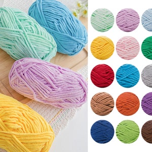 Crochet Chunky Yarn, Chenille Yarn, 100 Grams Soft Knitting Yarn, 68 Meters Baby Yarn, Polyester Yarn for Crafting, Bulky Yarn, Blanket Yarn