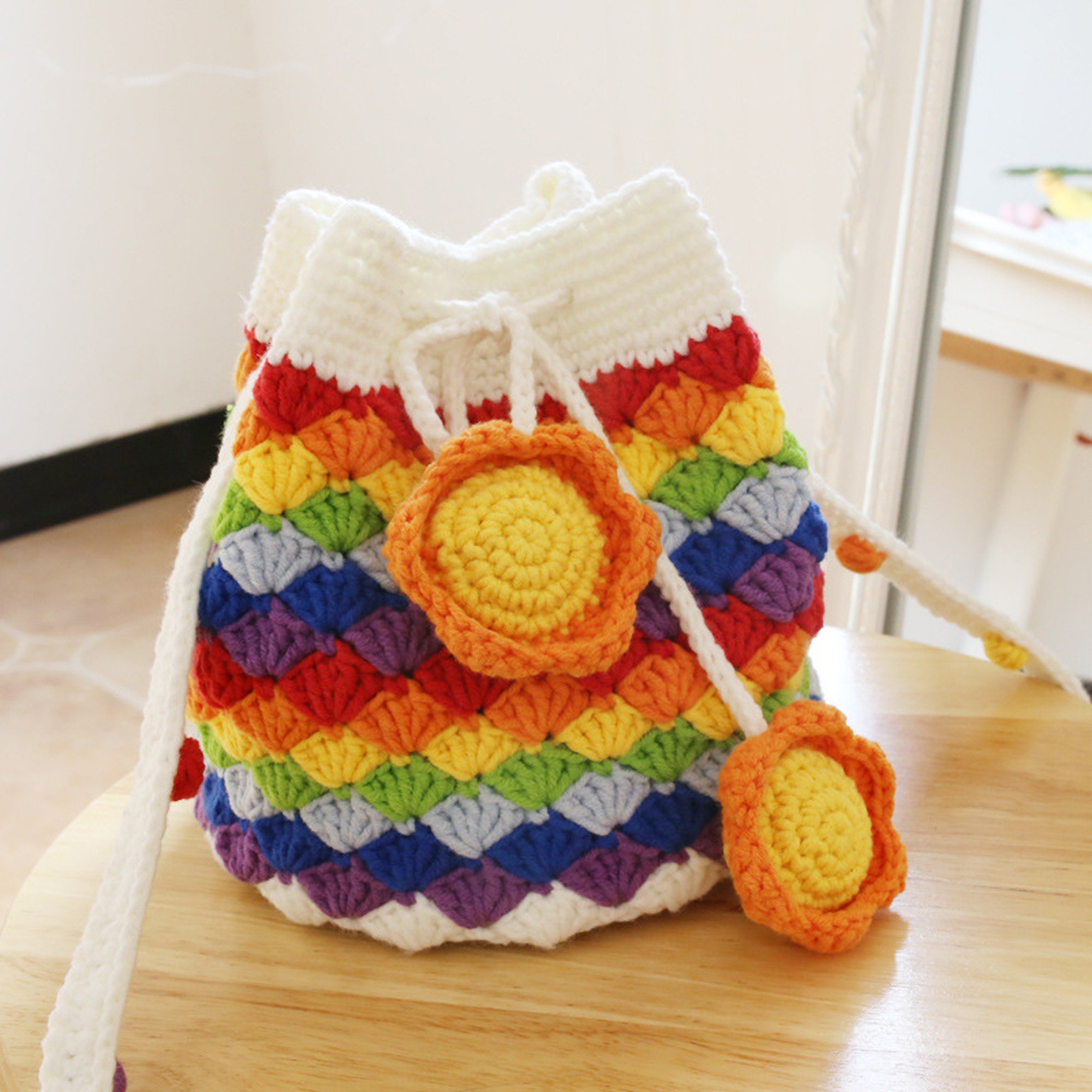 Rainbow crochet best sale bag
