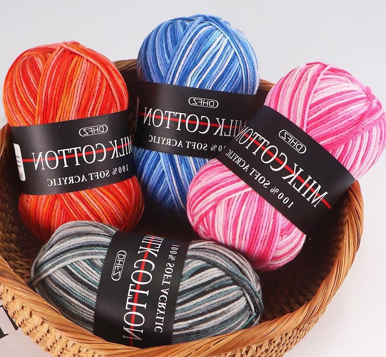 Variegated Milk Cotton Yarn 3 Ply Soft Cotton Yarn 50 Grams Etsy