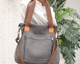 Sac fourre-tout de travail gris, sac de travail d’affaires, sac de travail en toile pour femme, sac fourre-tout pour ordinateur portable décontracté, travail et école, sac fourre-tout de travail pour dames, cadeau pour elle