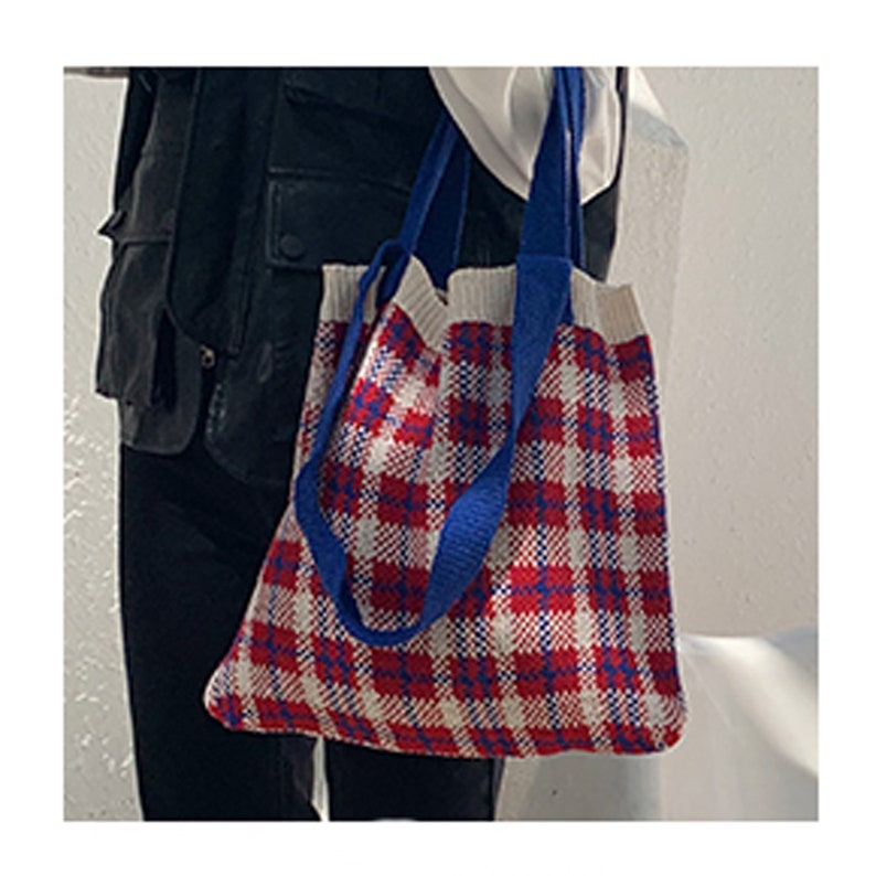 Checkered Tote Bags Hand-woven Bag Women's Bag Casual - Etsy