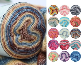 MultiColor Cake Yarn, 100 Grams Crochet Cotton Yarn, Gradient Cake Yarn for Craft, Soft Knitted Cardigans Yarn, Baby Yarn, Knitting Yarn Art