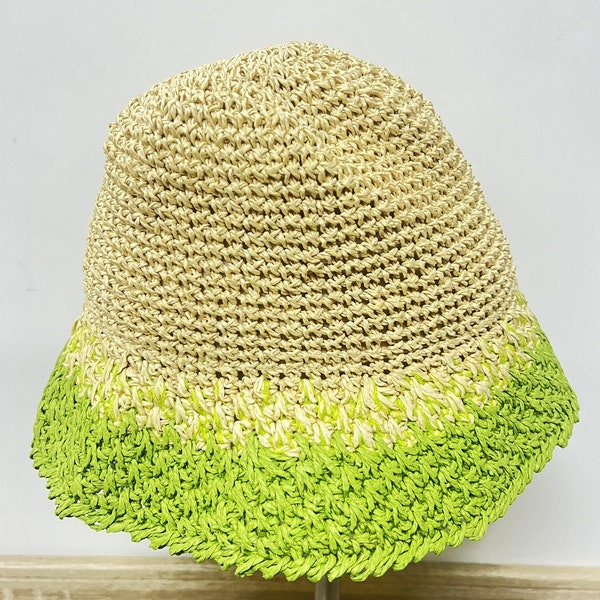 Color Crochet Bucket Hat, Summer Sun Hats, Handmade Straw Hat, Crochet Hat, Women Casual Hat, Japanese Sun Screen Cap, Foldable Sun Hat