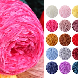 100g Soft Chenille Yarn, Soft Crochet Velvet Yarn, Velvet Yarn for Crafting & Amigurumi, Chunky Yarn, Velvet Knitting Yarn, Crochet Material