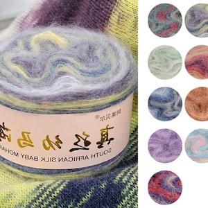 Multicolor Soft Mohair Yarn, 50 Grams Crochet Wool Yarn, Kid Mohair Yarn, Premium Knitting Yarn, Mohair Yarn for Crafting, Mohair Baby Yarn