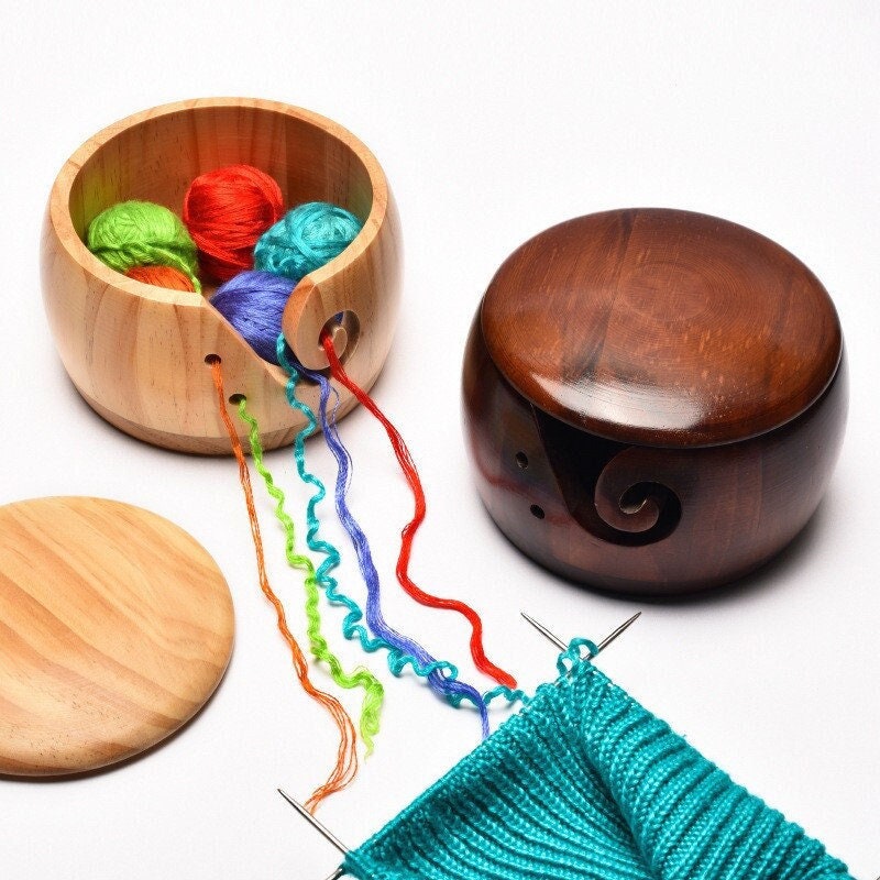 Wooden Yarn Bowl Large Yarn Holder Dispenser With Holes For Crochet And  Knitting Handmade Yarn Storage Bowls For Knitting - AliExpress