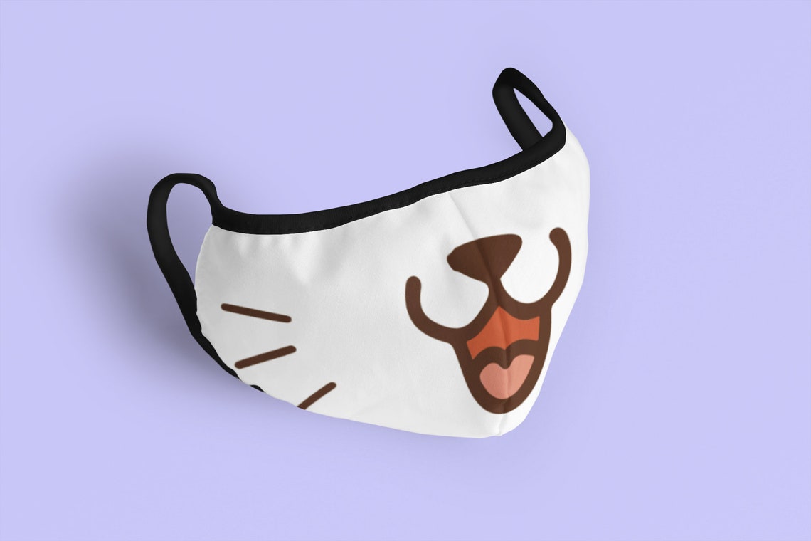 Cat Mouth Face Mask UwU Mask Emoji Face Mask Polyblend Etsy