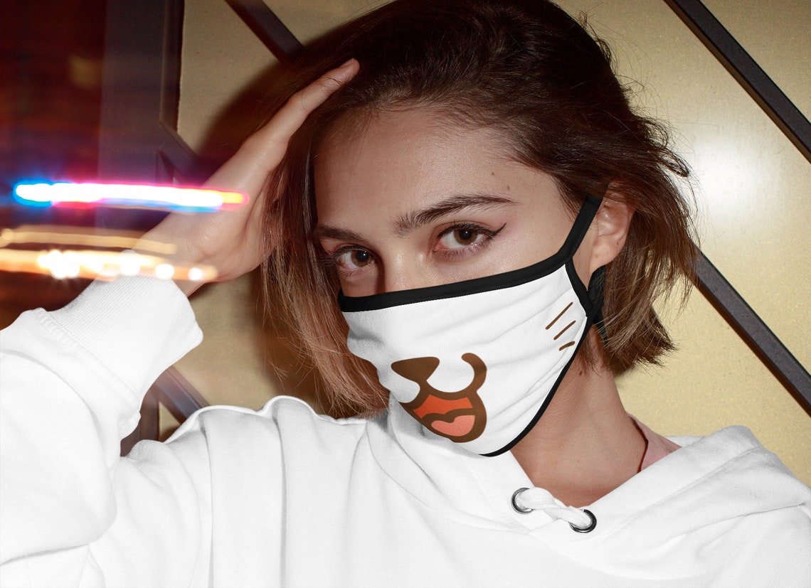 Cat Mouth Face Mask UwU Mask Emoji Face Mask Polyblend Etsy