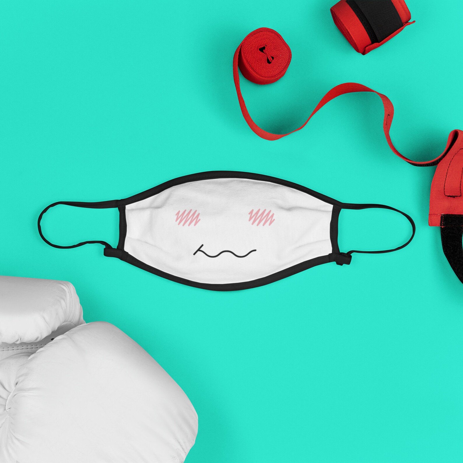 Blushing Smiling Mouth Face Mask UwU Mask Emoji Face Mask Etsy