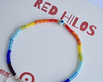 Dainty Evil Eye Seed Bead Bracelet - Protection Jewelry