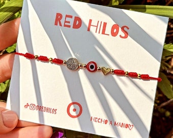 Red String Evil Eye Bracelet: Knotted Macrame, Adjustable Protection