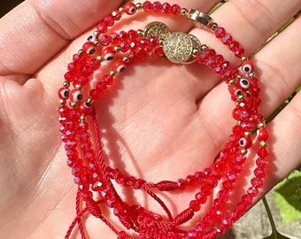 Evil Eye bracelet, Red string evil eye bracelet, Red string protection bracelet, Mal de ojo bracelet, Dainty evil eye bracelet, red evil eye