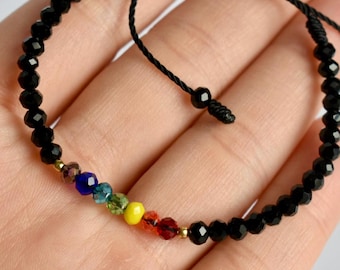 Handmade Chakra Beaded Bracelet: 7 Colored Beads, String Jewelry