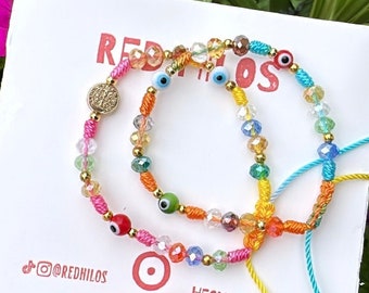 Evil Eye Beaded Bracelet, San Benito Charm, Protection Bracelet