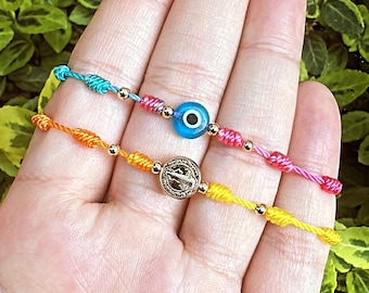 Blue Evil Eye Knotted Bracelet: Protection Jewelry