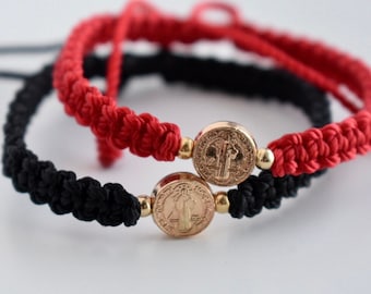 San Benito Red String macrame Bracelet: Unisex Protection Pulsera