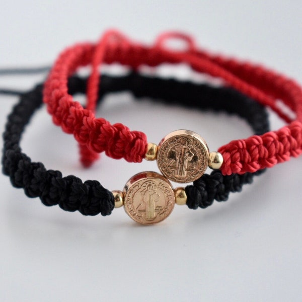 San Benito bracelet, San Benito pulsera, Red string bracelet, Saint Benedict bracelet, Red protection bracelet, red bracelet for men, unisex