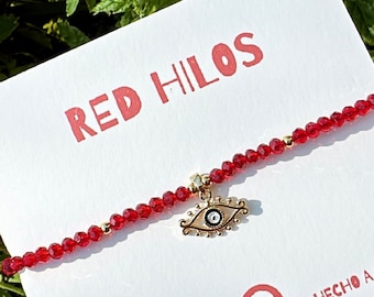 Evil Eye Bracelet, Dainty evil eye bracelet, Mal de Ojo Bracelet, Red string Bracelet, evil eye bracelet beaded, red bracelet evil eye