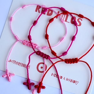 7 Knot Cross Bracelet: Adjustable String, Protection Rosary