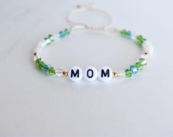 Mom Beaded Bracelet: Crystal Accent Name Bracelet