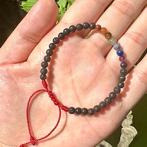 7 Chakra Beaded Bracelet: Red String Protection Jewelry