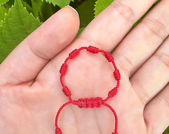 Baby Red String 7 Knot Bracelet: handmade Protection Jewelry