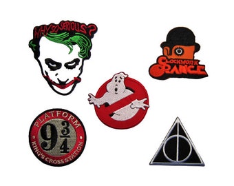 Why So Serious? Joker/Clockwork Orange Droog/Deathly Hallow Triangle/Ghost busters/Platform 9 3/4 Movies Embroidered Iron On/Sew On Patch